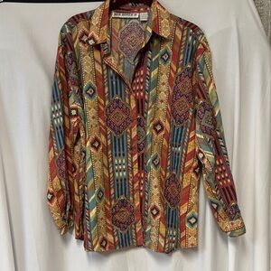 Vintage Women's Aztec Pattern Button Down Shirt